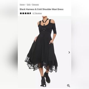 Hot Topic Edgy Gothic Black Cold Shoulder Dress